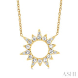 1/5 Ctw Sunburst Round Cut Diamond Fashion Pendant With Chain in 10K Yellow Gold