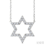 1/4 Ctw Star of David Round Cut Diamond Fashion Pendant With Chain in 14K White Gold