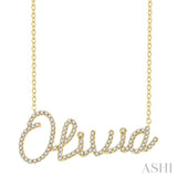 1/5 Ctw 'Olivia' Script Name Round Cut Diamond Necklace in 10K Yellow Gold