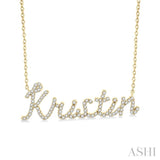 1/4 Ctw 'Kristin' Script Name Round Cut Diamond Necklace in 10K Yellow Gold