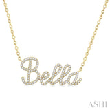 1/4 Ctw 'Bella' Script Name Round Cut Diamond Necklace in 10K Yellow Gold