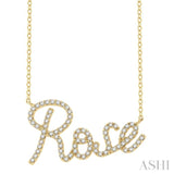 1/6 Ctw 'Rose' Script Name Round Cut Diamond Necklace in 10K Yellow Gold