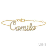 1/4 Ctw 'Camila' Script Name Round Cut Diamond Bracelet in 10K Yellow Gold