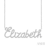 3/8 Ctw 'Elizabeth' Script Name Round Cut Diamond Necklace in 10K White Gold