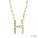 1/20 Ctw Initial 'H' Round Cut Diamond Pendant With Chain in 10K Yellow Gold