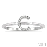 1/20 Ctw Initial 'C' Round Cut Diamond Fashion Ring in 10K White Gold