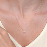 1/20 Ctw Initial 'W' Round Cut Diamond Pendant With Chain in 14K Yellow Gold