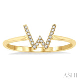 1/20 Ctw Initial 'W' Round Cut Diamond Fashion Ring in 10K Yellow Gold