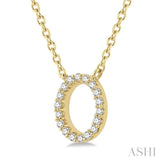 1/20 Ctw Initial 'O' Round Cut Diamond Pendant With Chain in 10K Yellow Gold