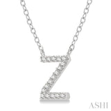 1/20 Ctw Initial 'Z' Round Cut Diamond Pendant With Chain in 10K White Gold