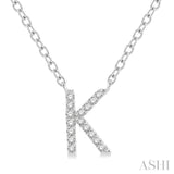 1/20 Ctw Initial 'K' Round Cut Diamond Pendant With Chain in 14K White Gold