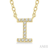 1/20 Ctw Initial 'I' Round Cut Diamond Pendant With Chain in 10K Yellow Gold