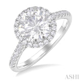 1/2 Ctw Circular Shape Round Cut Diamond Halo Semi-Mount Engagement Ring in 14K White Gold