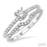 1/2 Ctw Diamond Wedding Set with 1/3 Ctw Round Cut Engagement Ring and 1/8 Ctw Wedding Band in 14K White Gold