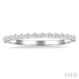 1/4 Ctw Straight Row Baguette Cut Diamond Stackable Fashion Band in 14K White Gold