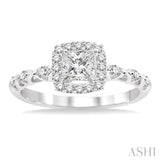 1/2 Ctw Diamond Engagement Ring with 1/4 Ct Princess Cut Center Stone in 14K White Gold