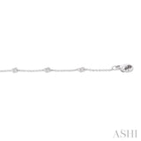 1/10 Ctw Clover Motif Round Cut Diamond Station Bracelet in 10K White Gold