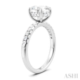 1/3 Ctw Oval Shape Round Cut Diamond Semi-Mount Engagement Ring in 14K White Gold