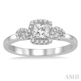 3/8 Ctw Diamond Engagement Ring with 1/5 Ct Princess Cut Center Stone in 14K White Gold