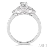 3/8 Ctw Diamond Engagement Ring with 1/5 Ct Princess Cut Center Stone in 14K White Gold