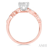1/2 Ctw Marquise and Circular Mount Carved Lovebright Round Cut Diamond Engagement Ring in 14K Rose and White Gold