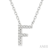 1/20 Ctw Initial 'F' Round Cut Diamond Pendant With Chain in 10K White Gold