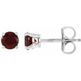 Sterling Silver 4 mm Natural Garnet Earrings