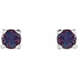 Sterling Silver 4 mm Lab-Grown Alexandrite Earrings