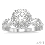 1/2 Ctw Circular Center Twisted Shank Round Cut Diamond Semi-Mount Engagement Ring in 14K White Gold