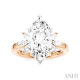 1/2 Ctw Akari Marquise and Round Cut Diamond Semi-Mount Engagement Ring in 14K Rose and White Gold