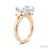 1/2 Ctw Akari Marquise and Round Cut Diamond Semi-Mount Engagement Ring in 14K Rose and White Gold