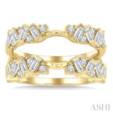 3/4 Ctw Zigzag Baguette and Round Cut Diamond Insert Ring in 14K Yellow Gold