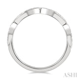 1/10 Ctw Marquise Carved Link Round Cut Diamond Stackable Wedding Band in 14K White Gold