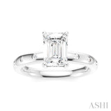 1/6 Ctw Akari Emerald Shape Round Cut Diamond Semi-Mount Engagement Ring in 14K White Gold