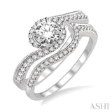 5/8 Ctw Diamond Wedding Set with 1/2 Ctw Round Cut Engagement Ring and 1/6 Ctw Wedding Band in 14K White Gold
