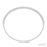 3 Ctw Round Cut Diamond Halfway Graduated Flex Bangle in 14K White Gold