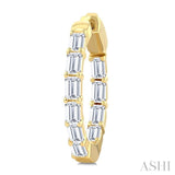 2 Ctw Emerald Cut Diamond  Inside Out Fashion Hoop Earring in 14K Yellow Gold
