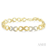 1/10 Ctw Infinity Round Cut Diamond Fashion Bracelet in Yellow Gold Vermeil