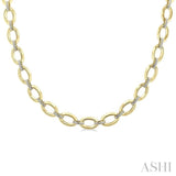 1/4 Ctw Bold Oval Link Round Cut Diamond Necklace in Yellow Gold Vermeil