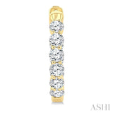 2 Ctw Inside & Out Round Cut Diamond Fashion Hoop Earring in 14K Yellow Gold
