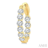 2 Ctw Inside & Out Round Cut Diamond Fashion Hoop Earring in 14K Yellow Gold