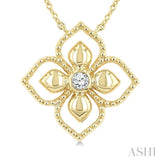 1/20 Ctw Floral Medallion Bezel Set Round Cut Diamond Fashion Pendant in 10K Yellow Gold