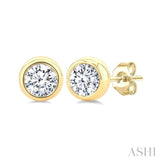 3/8 Ctw Bezel Set Round Cut Diamond Stud Earrings in 14K Yellow Gold