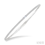 1/2 Ctw Halfway Baguette Center and Round Cut Diamond Flex Bangle in 14K White Gold