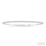 1/2 Ctw Halfway Baguette Center and Round Cut Diamond Flex Bangle in 14K White Gold