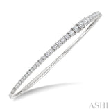 2 Ctw Round Cut Diamond Halfway Graduated Flex Bangle in 14K White Gold