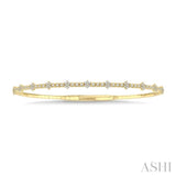 1/3 Ctw Full Length Floral Motif Round Cut Diamond Flex Bangle in 14K Yellow Gold