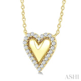 1/8 Ctw Petite Overlay Heart Round Cut Diamond Fashion Pendant With Chain in 10K Yellow Gold