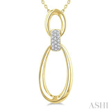1/10 Ctw Twin Oval Link Round Cut Diamond Pendant With Chain in Yellow Gold Vermeil