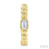 1/3 Ctw Bezel Set Emerald Cut Diamond Curb Link Fashion Hoop Earring in 14K Yellow Gold